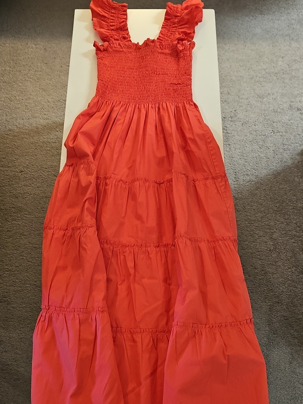 NWOT Quince Smocked Ruffle Strap Tiered Midi Dress